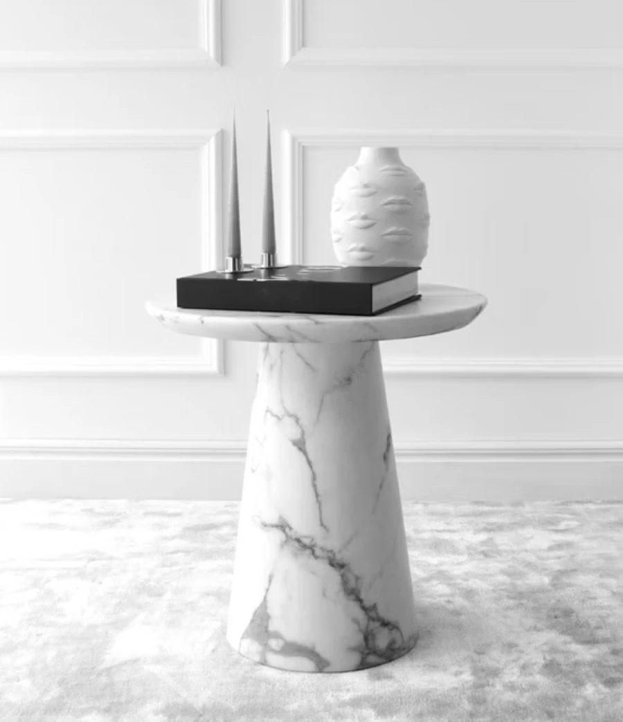 Table d'appoint en marbre blanc Arabescato